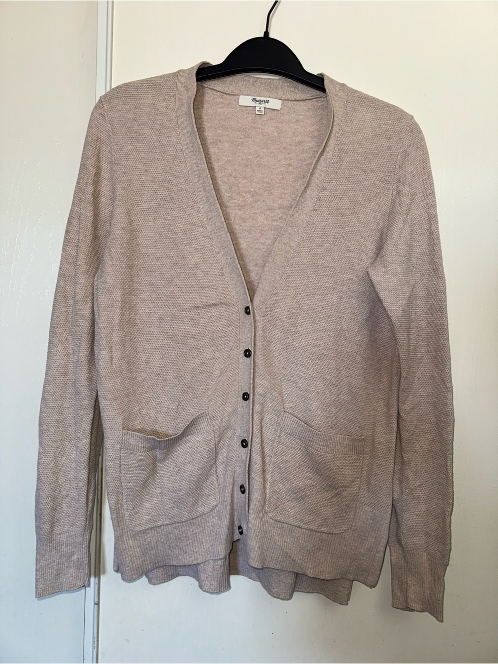 Madewell Light Taupe Button-Front V-Neck Cardigan